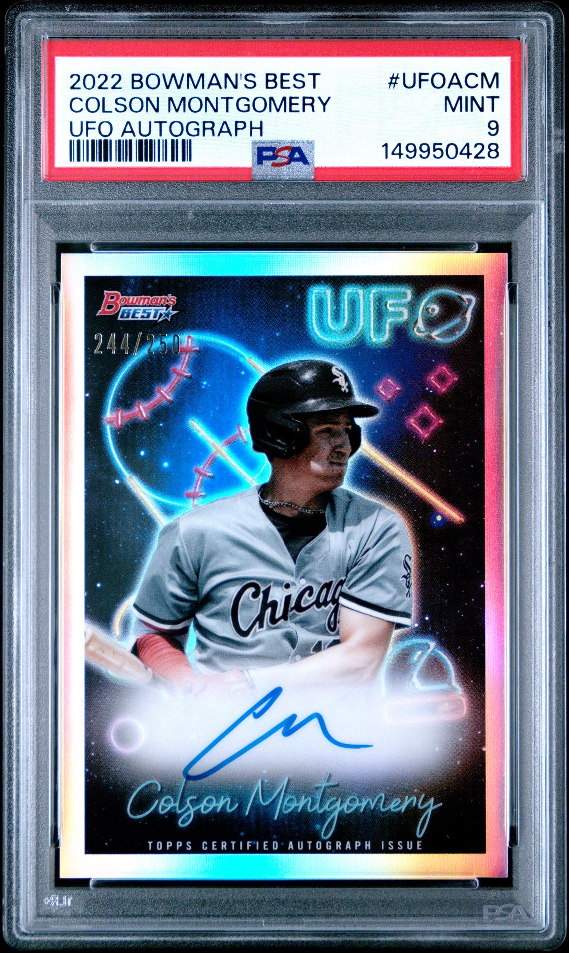 2022 Bowman's Best Ufo Autographs Colson Montgomery #Ufoacm (Ufo Autograph) Mint 9 front