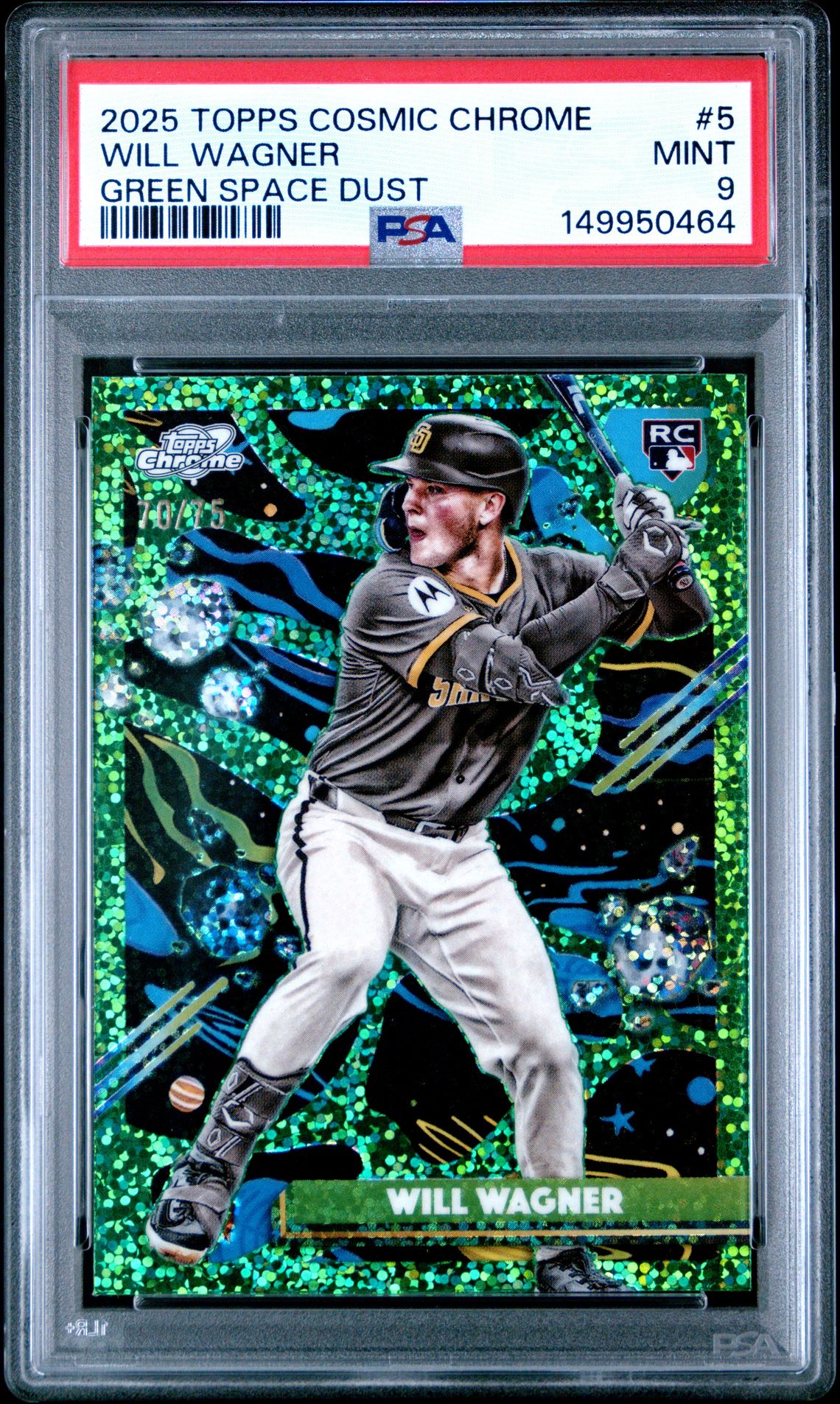 2025 Topps Cosmic Chrome Will Wagner #5 (Green Space Dust) Mint 9 front