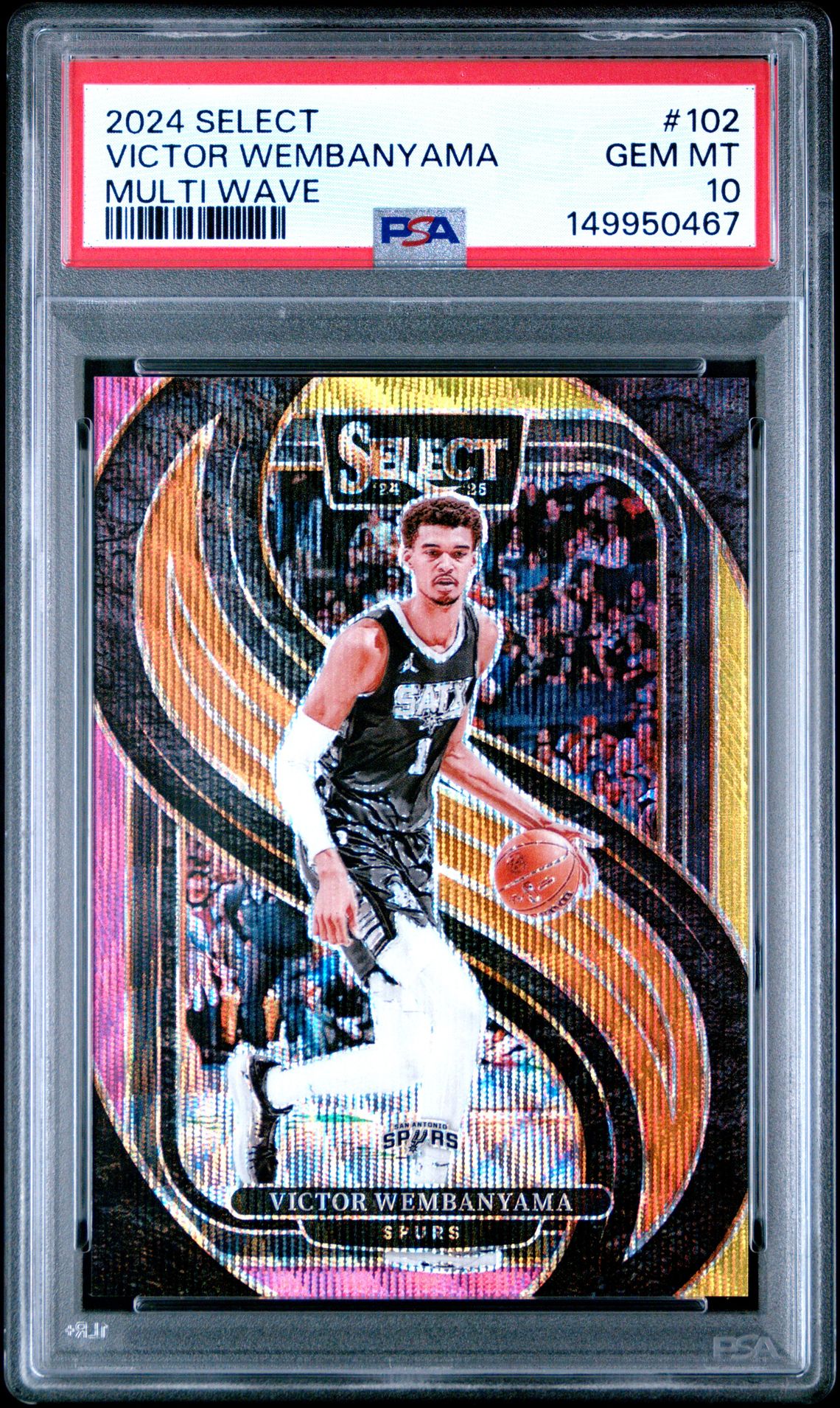 2024 Panini Select Victor Wembanyama #102 (Multi Wave) Gem Mt 10 front view - PSA graded GEM MT 10