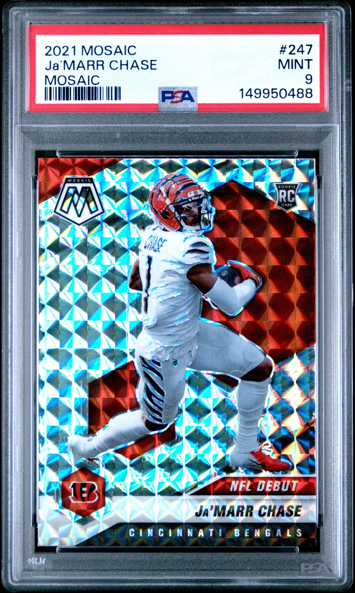 2021 Panini Mosaic Ja’marr Chase #247 (Mosaic) Mint 9 front