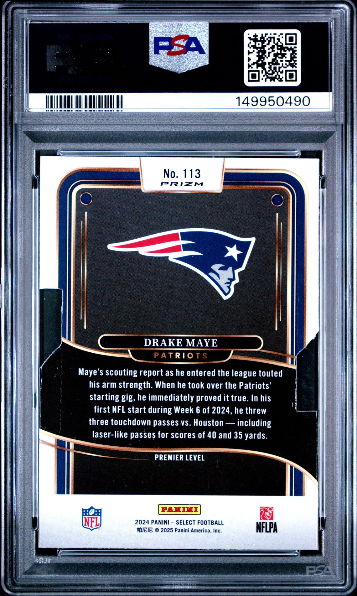2024 Panini Select Drake Maye #113 (Die-Cut Silver Prizm) Nm-Mt 8 back