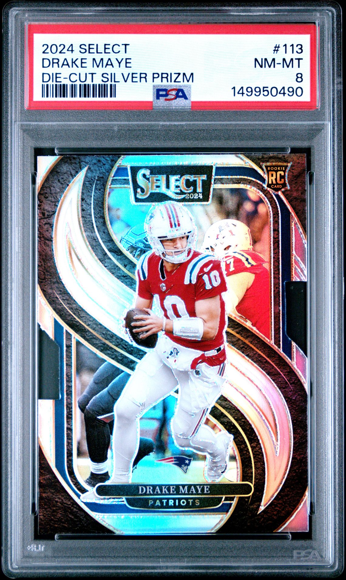 2024 Panini Select Drake Maye #113 (Die-Cut Silver Prizm) Nm-Mt 8 front