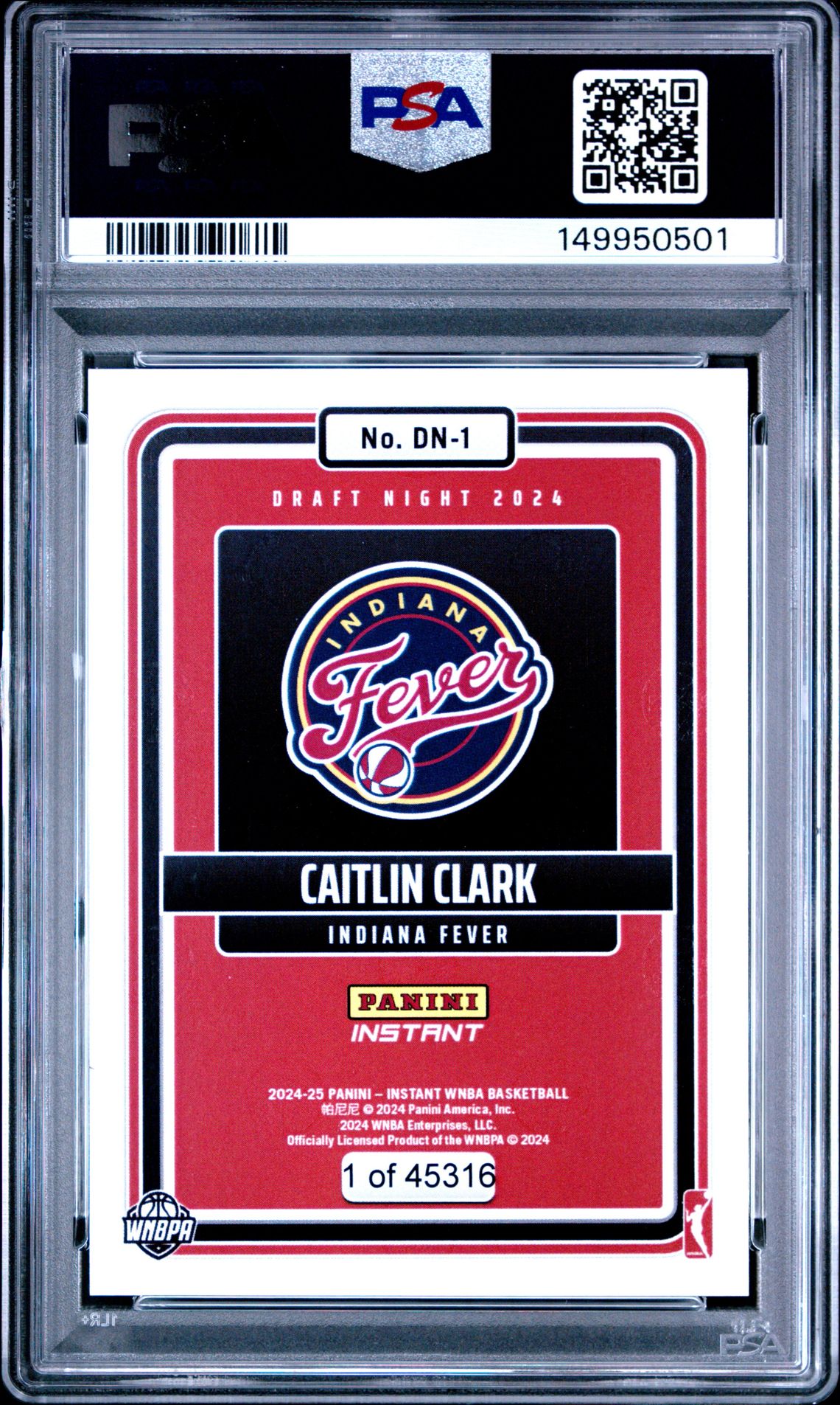 2024 Panini Instant Wnba Draft Night Caitlin Clark #Dn1 Mint 9 back
