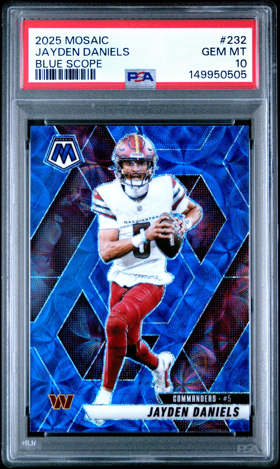 2025 Panini Mosaic Jayden Daniels #232 (Blue Scope) Gem Mt 10 front