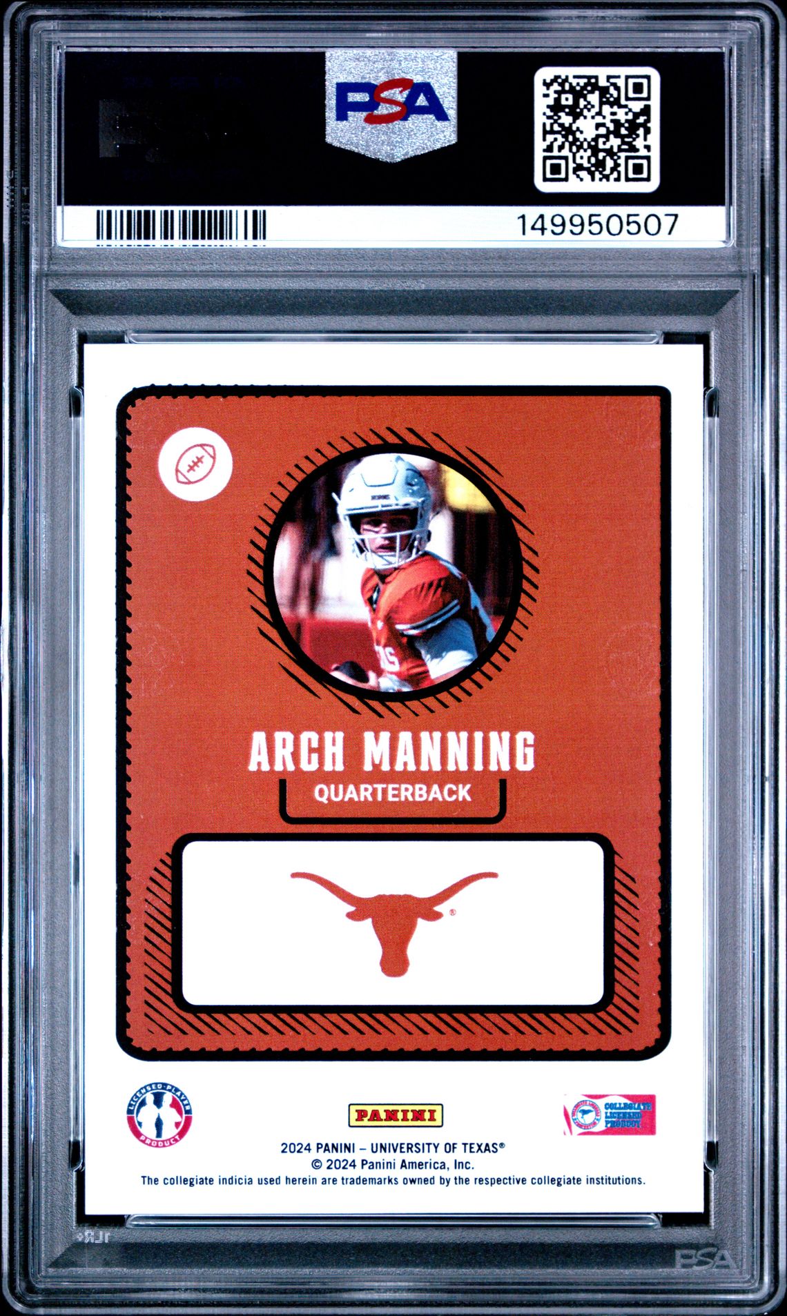 2024 Panini Nil University Of Texas Arch Manning Mint 9 back