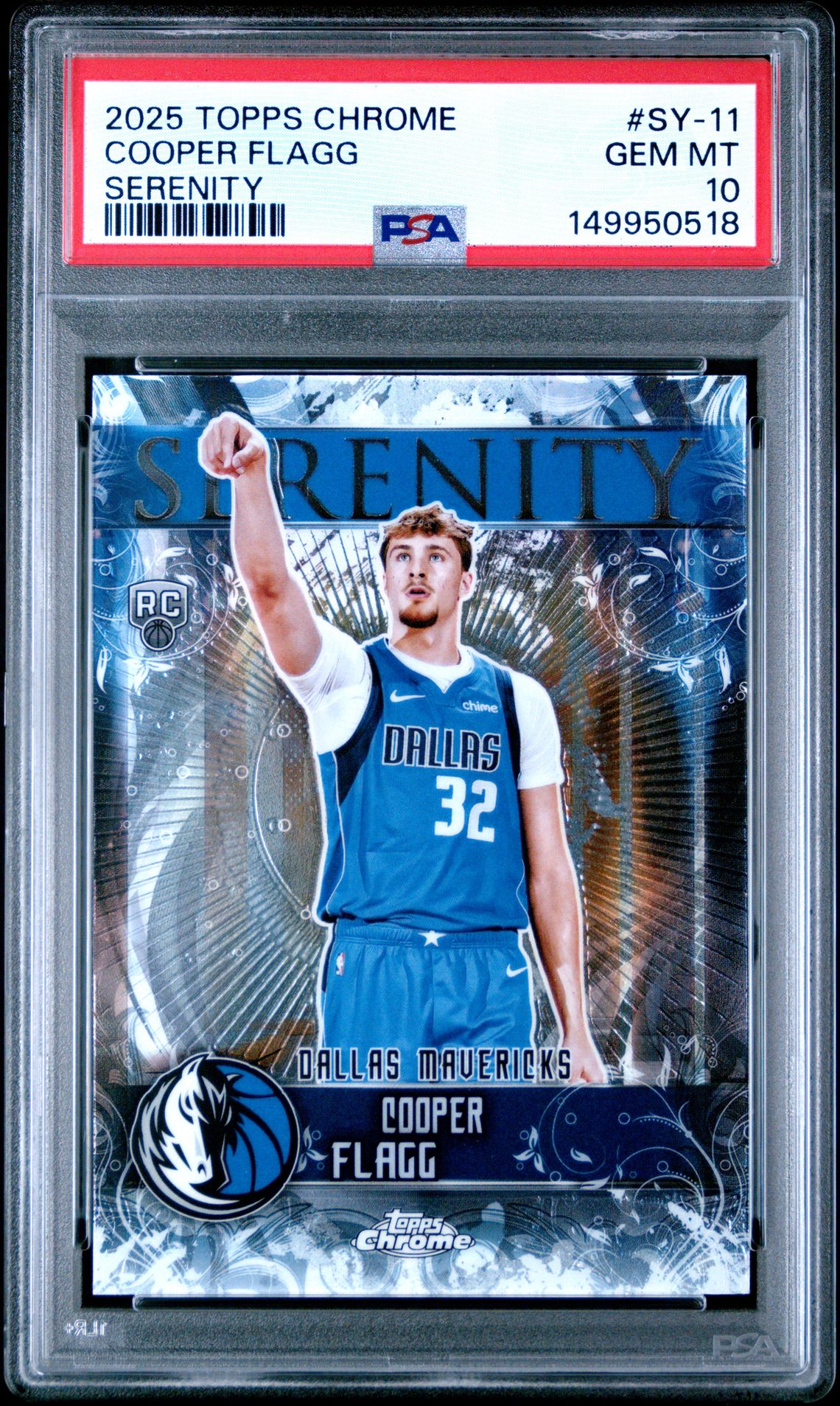 2025 Topps Chrome Serenity Cooper Flagg #Sy-11 Gem Mt 10 front view - PSA graded GEM MT 10