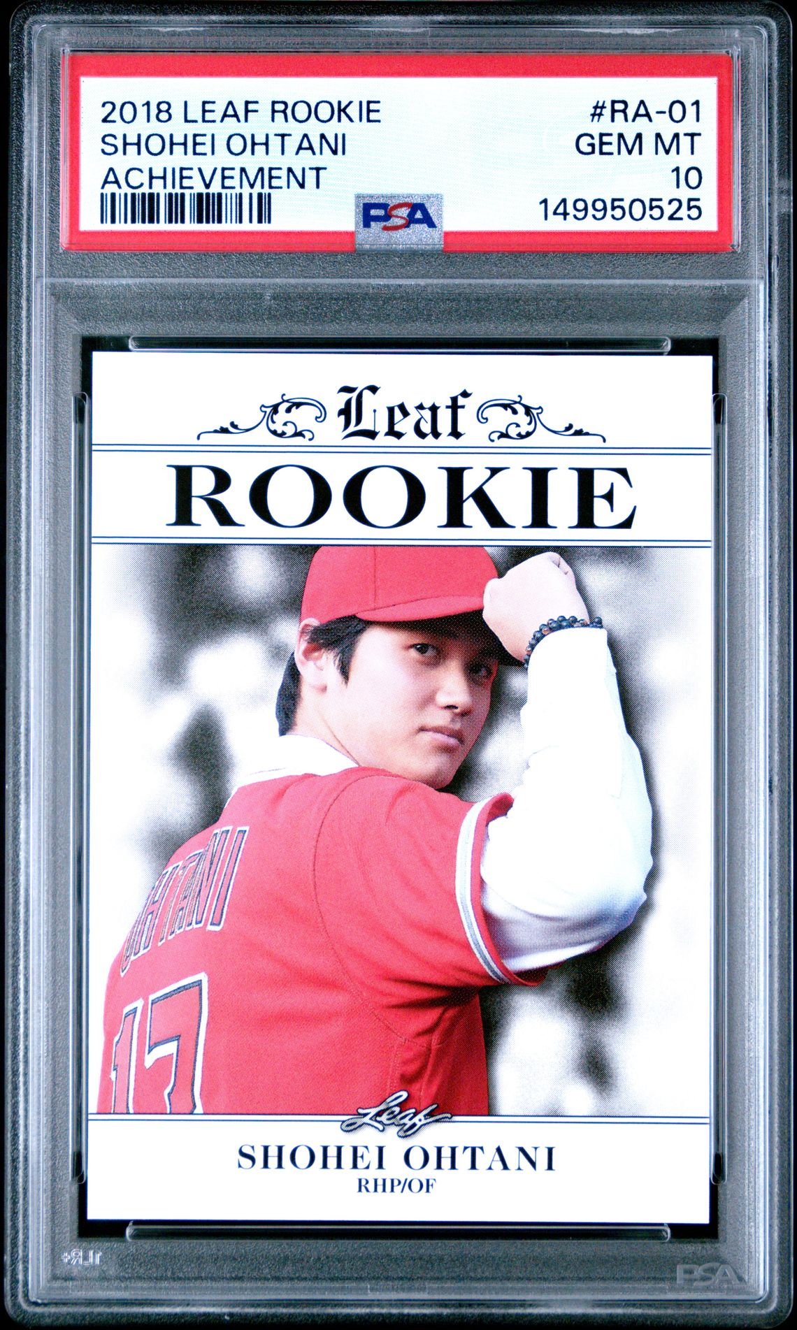 2018 Leaf Rookie Ohtani Achievement Shohei Ohtani #Ra-01 (Achievement) Gem Mt 10 front