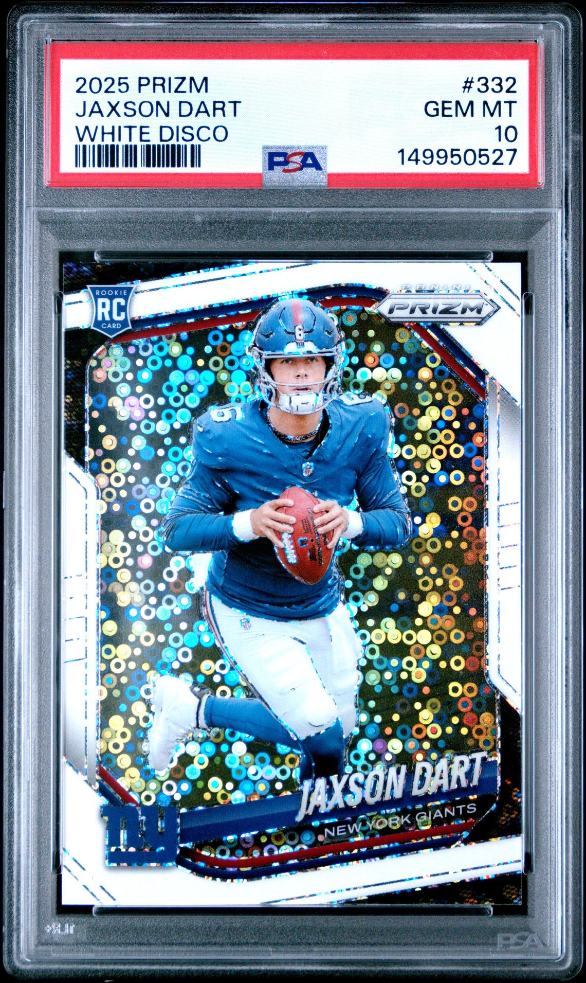 2025 Panini Prizm Jaxson Dart #332 (White Disco) Gem Mt 10 front