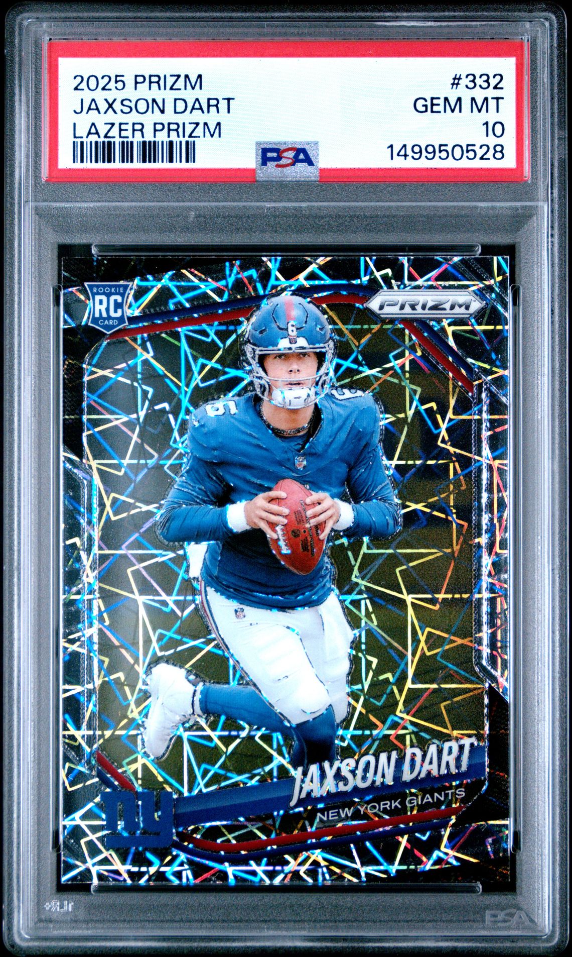 2025 Panini Prizm Jaxson Dart #332 (Lazer Prizm) Gem Mt 10 front