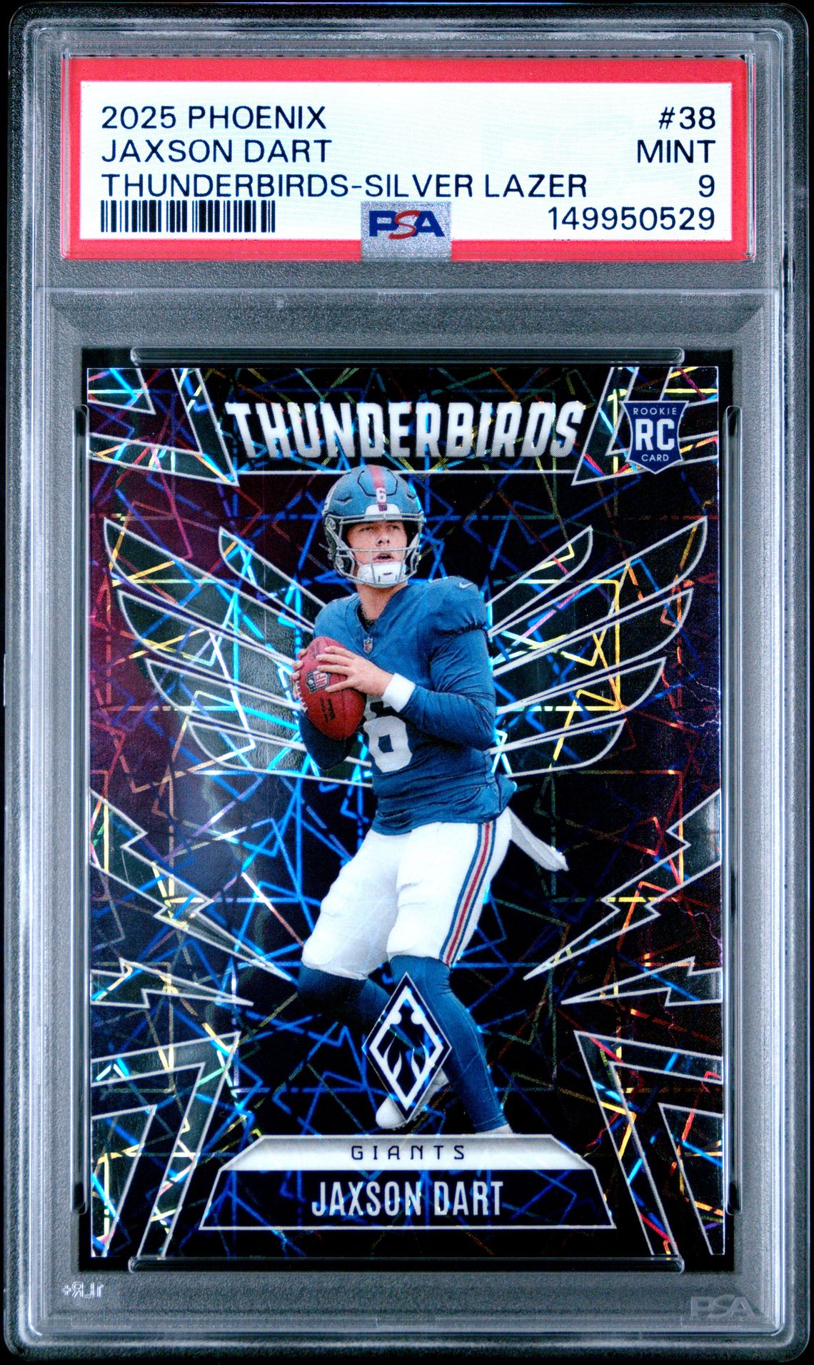 2025 Panini Phoenix Thunderbirds Jaxson Dart #38 (Thunderbirds-Silver Lazer) Mint 9 front