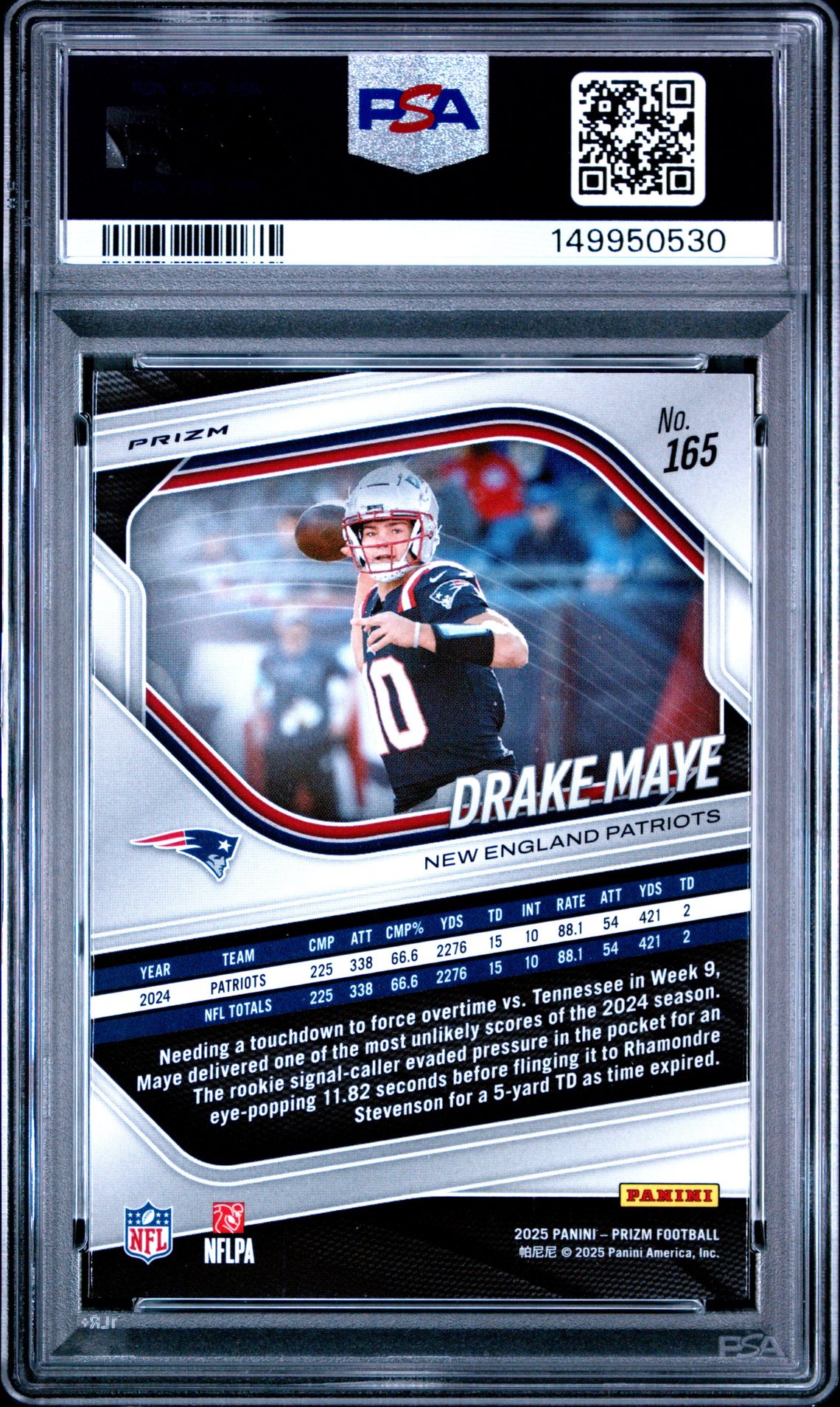 2025 Panini Prizm Drake Maye #165 (White Disco) Mint 9 back