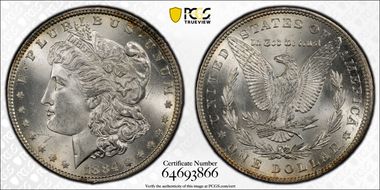 1884 $1 VAM 2A, Partial E Rev MS64