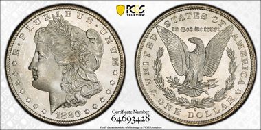 1880/9-S $1 VAM 11, Overdate MS67