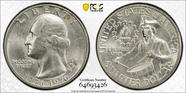 1976-S 25C Silver MS64