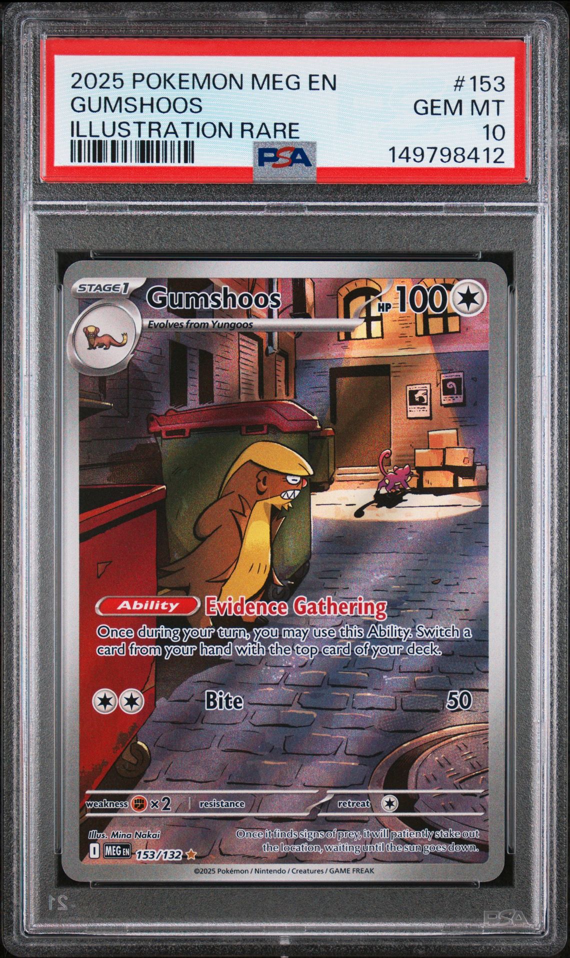 2025 Pokemon Mega Evolution Illustration Rare #153 Gumshoos front