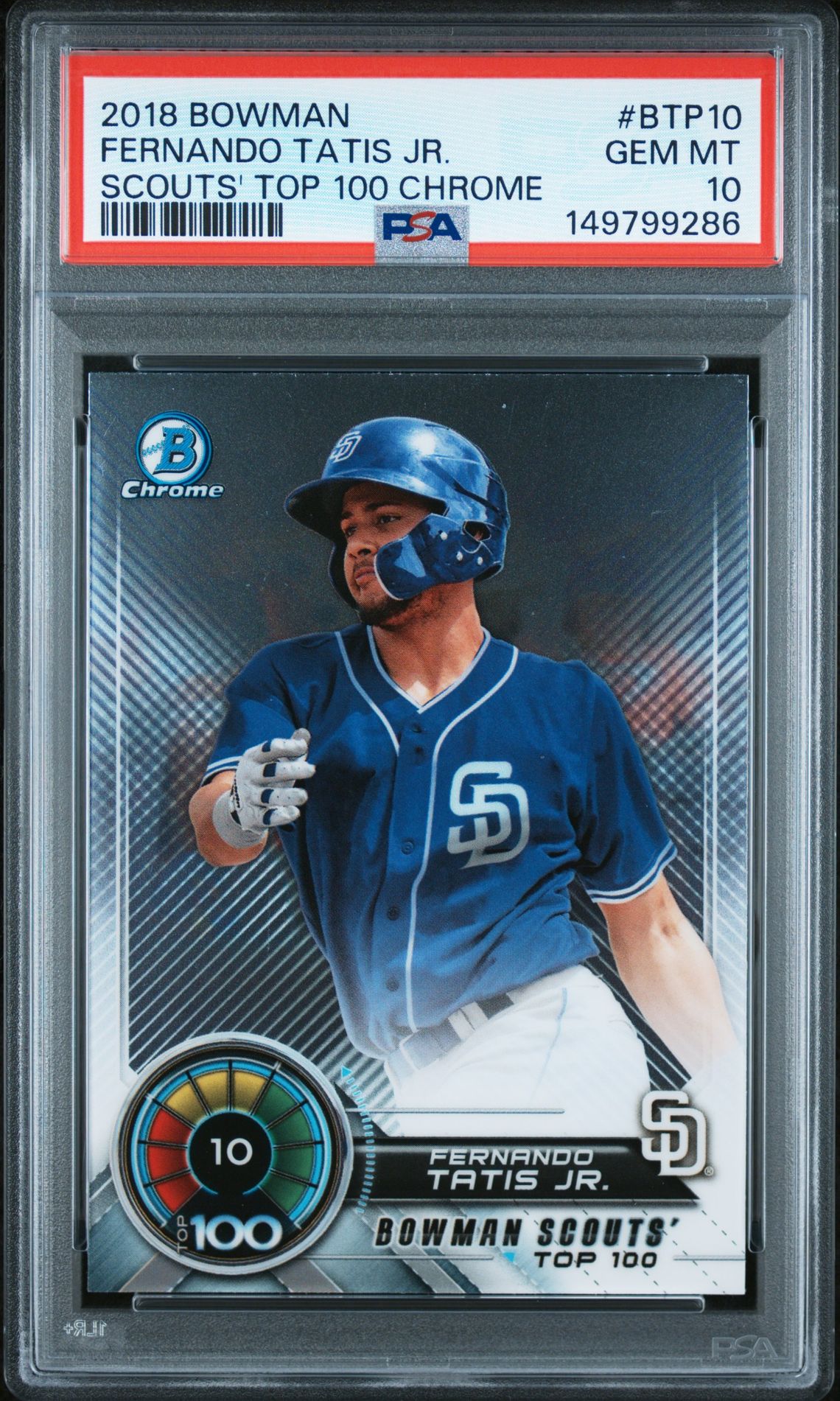 2018 Bowman BOWMAN SCOUTS' TOP 100 CHROME #BTP10 Fernando Tatis Jr. front