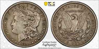 1890-CC $1 VAM 4, Tailbar XF40