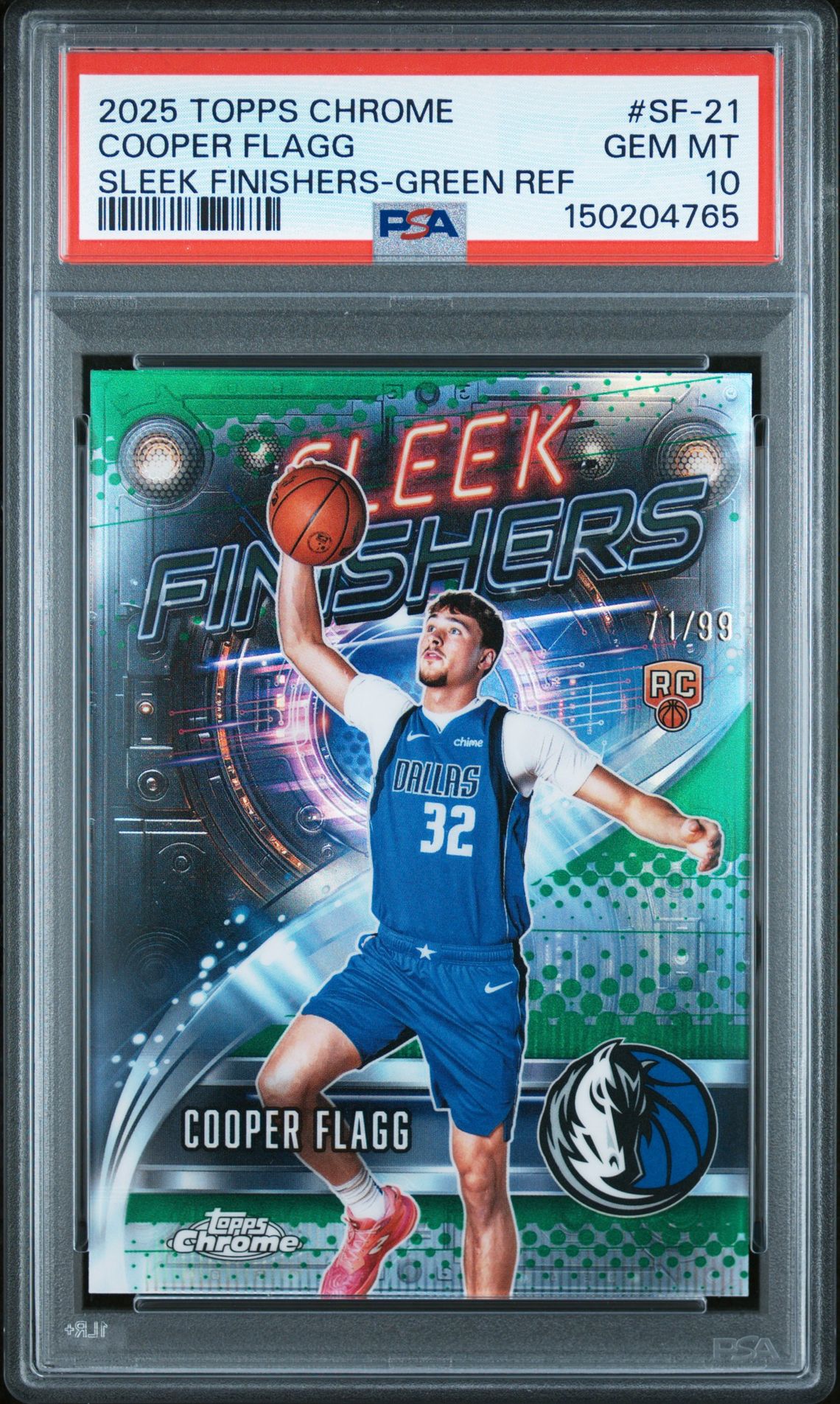 2025 Topps TOPPS CHROME SLEEK FINISHERS Green Refractor #SF-21 Cooper Flagg front