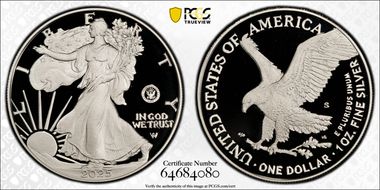 2025-S $1 Silver Eagle w/ U.S. Navy Privy 250th Anniversary PR70DCAM