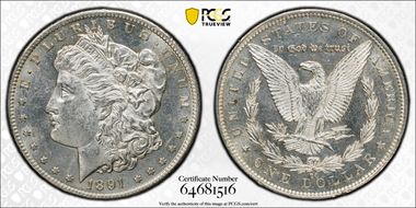 1891-CC $1 VAM 3, Spitting Eagle MS61