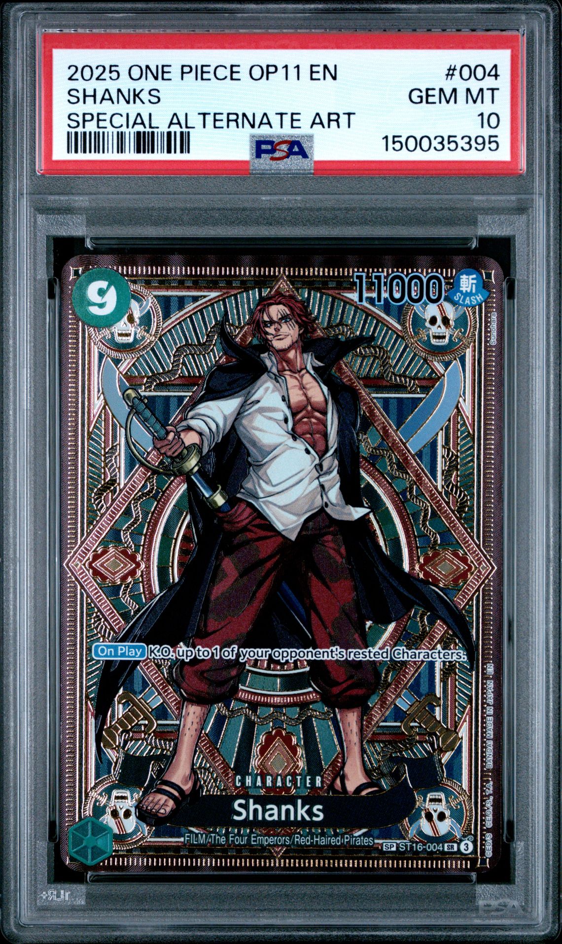 2025 One Piece ONE PIECE OP11-A FIST OF DIVINE SPEED Alt Art #004 Shanks front