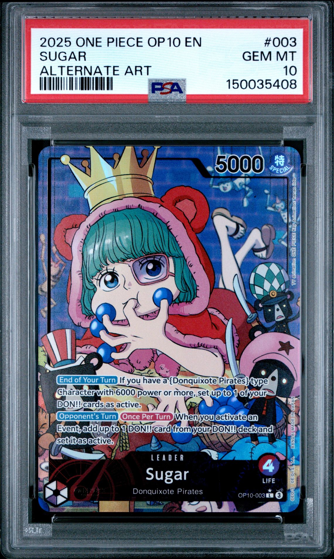 2025 One Piece ONE PIECE OP10-ROYAL BLOOD Alt Art #003 Sugar front