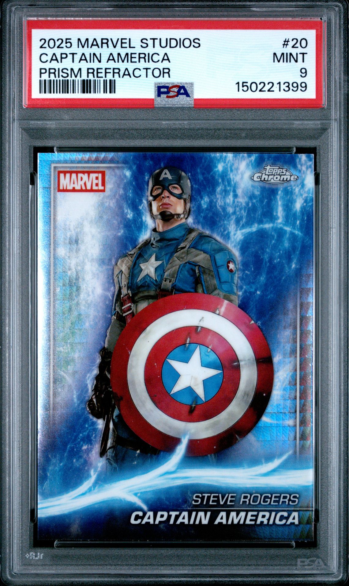 2025 Topps TOPPS MARVEL STUDIOS CHROME PRISM REFRACTOR #20 Captain America front