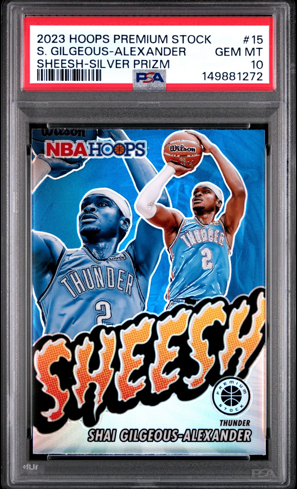 2023 Panini PANINI HOOPS PREMIUM STOCK SHEESH SILVER PRIZM #15 S. Gilgeous-Alexander front