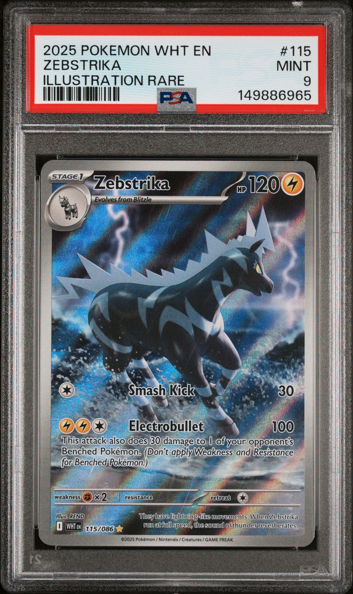 2025 Pokemon POKEMON WHT EN-WHITE FLARE ILLUSTRATION RARE #115 Zebstrika front