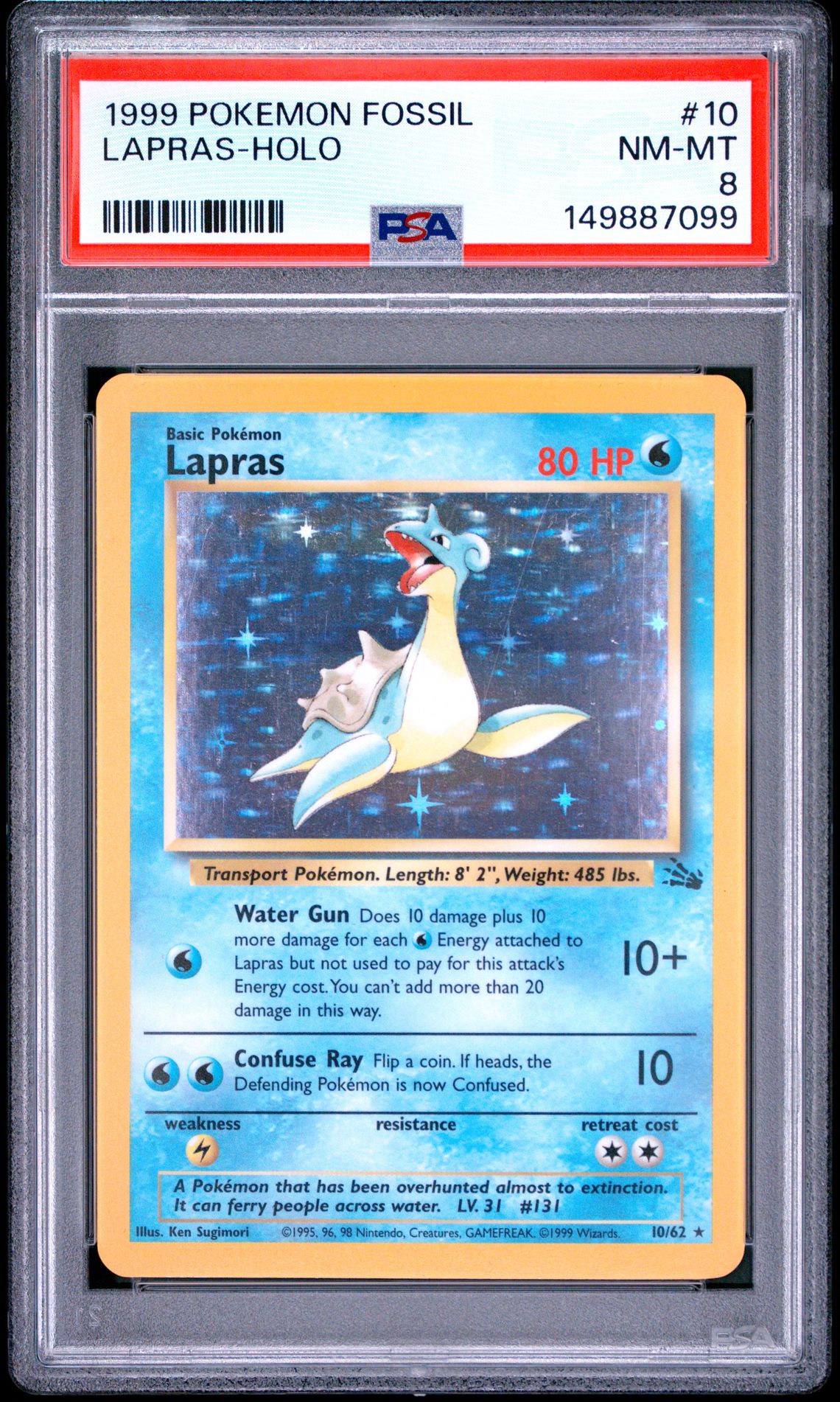 1999 Pokemon POKEMON FOSSIL Holo #10 Lapras-Holo front