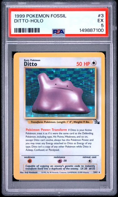 1999 Pokemon Fossil Holo #3 Ditto-Holo front
