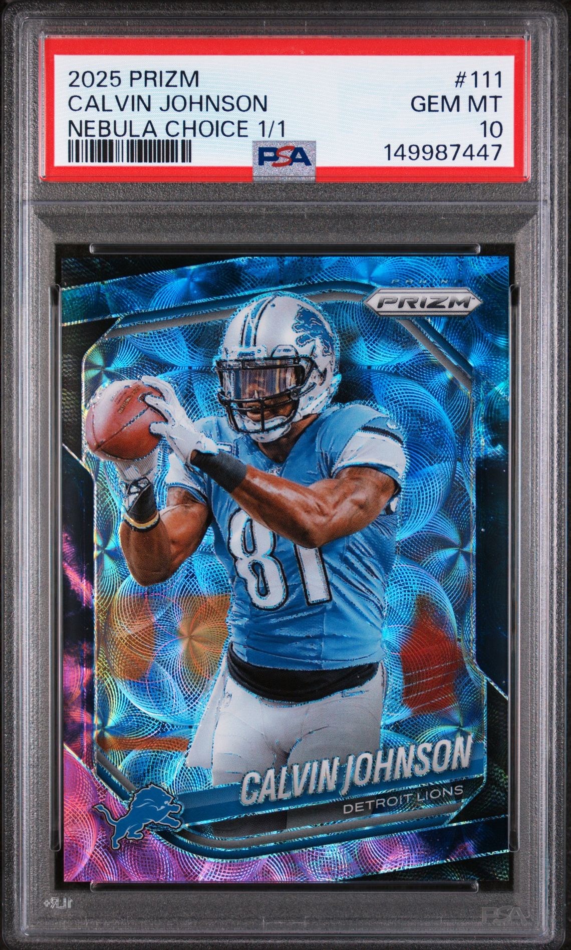 2025 Panini PANINI PRIZM NEBULA CHOICE 1/1 #111 Calvin Johnson front