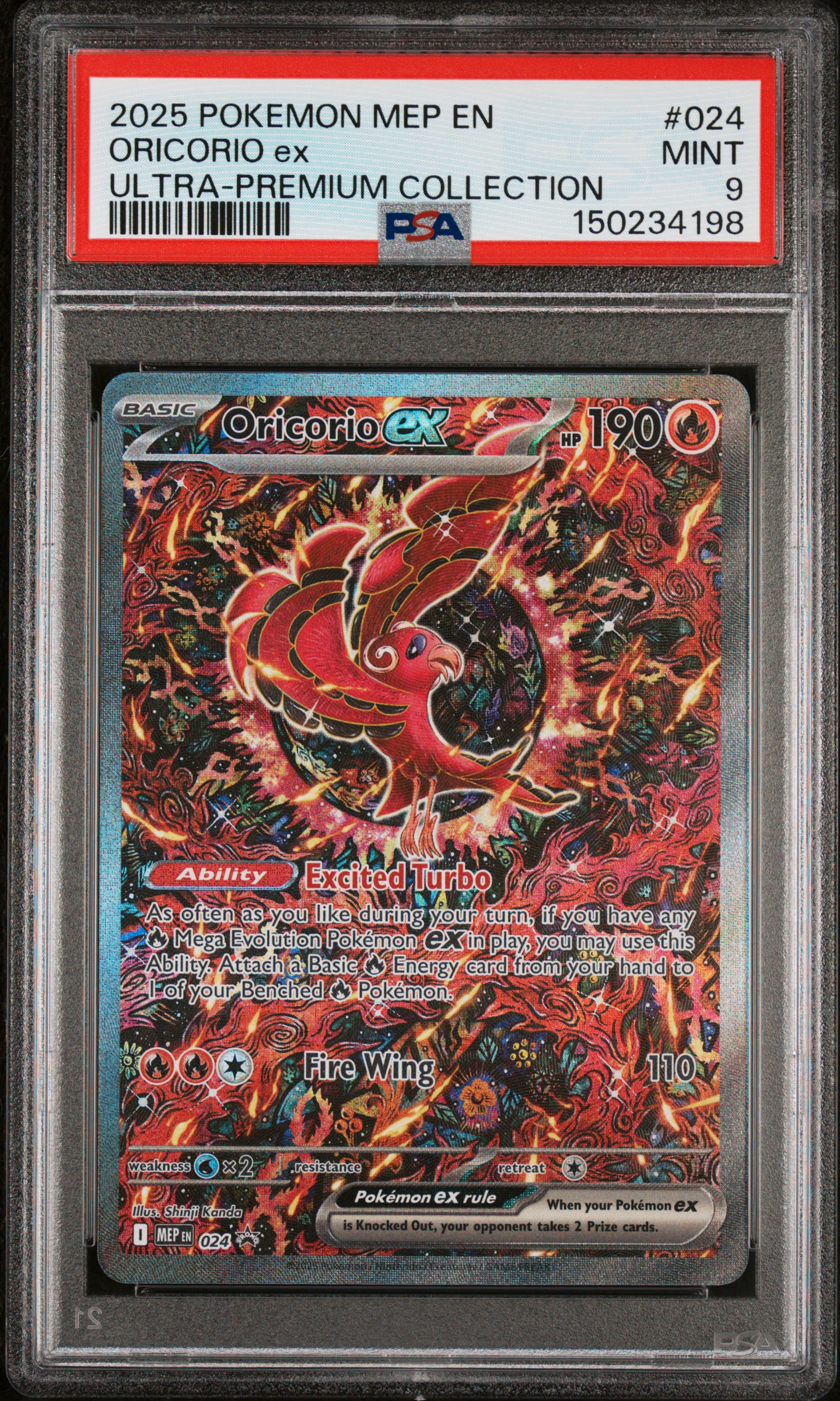 2025 #024 Oricorio EX PSA 9 Mep EN-Me Black Star Promo