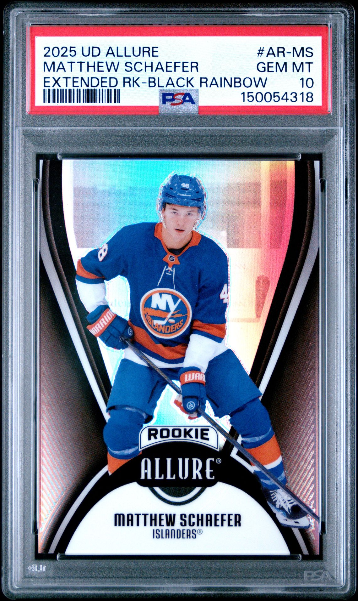 2025 Upper Deck UPPER DECK ALLURE EXTENDED ROOKIES EXTENDED RK-BLACK RAINBOW #AR-MS Matthew Schaefer front
