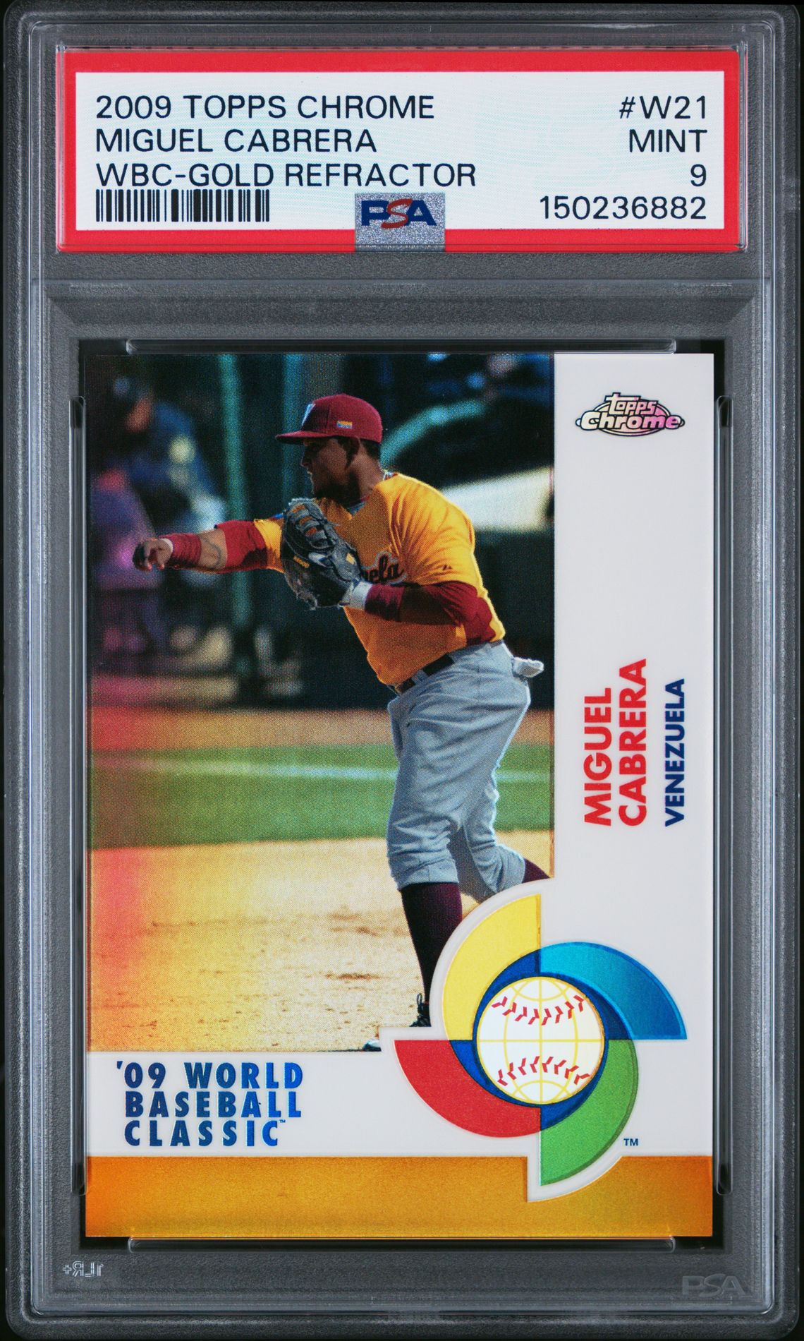 2009 Topps TOPPS CHROME WORLD BASEBALL CLASSIC Gold Refractor #W21 Miguel Cabrera front