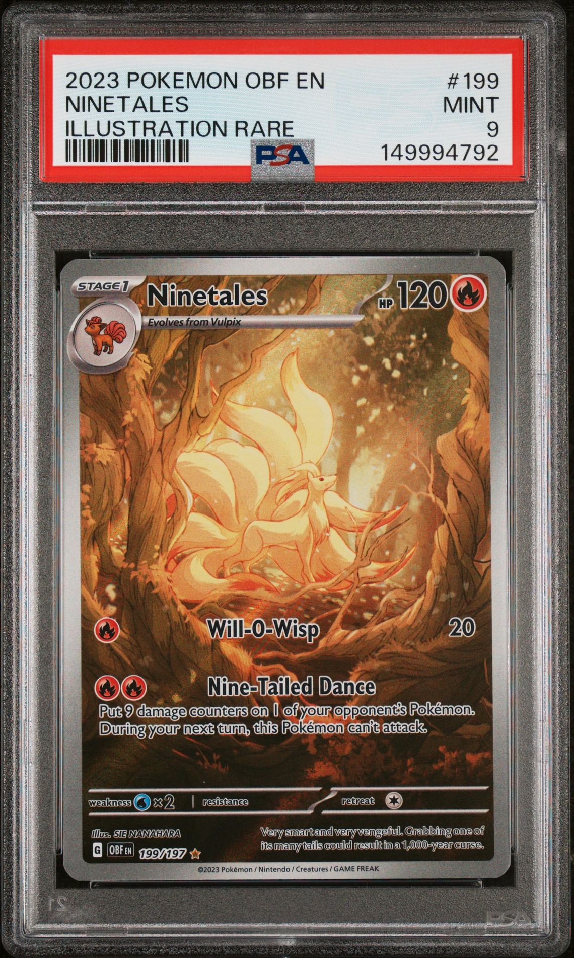 2023 Pokemon POKEMON OBF EN-OBSIDIAN FLAMES ILLUSTRATION RARE #199 Ninetales front
