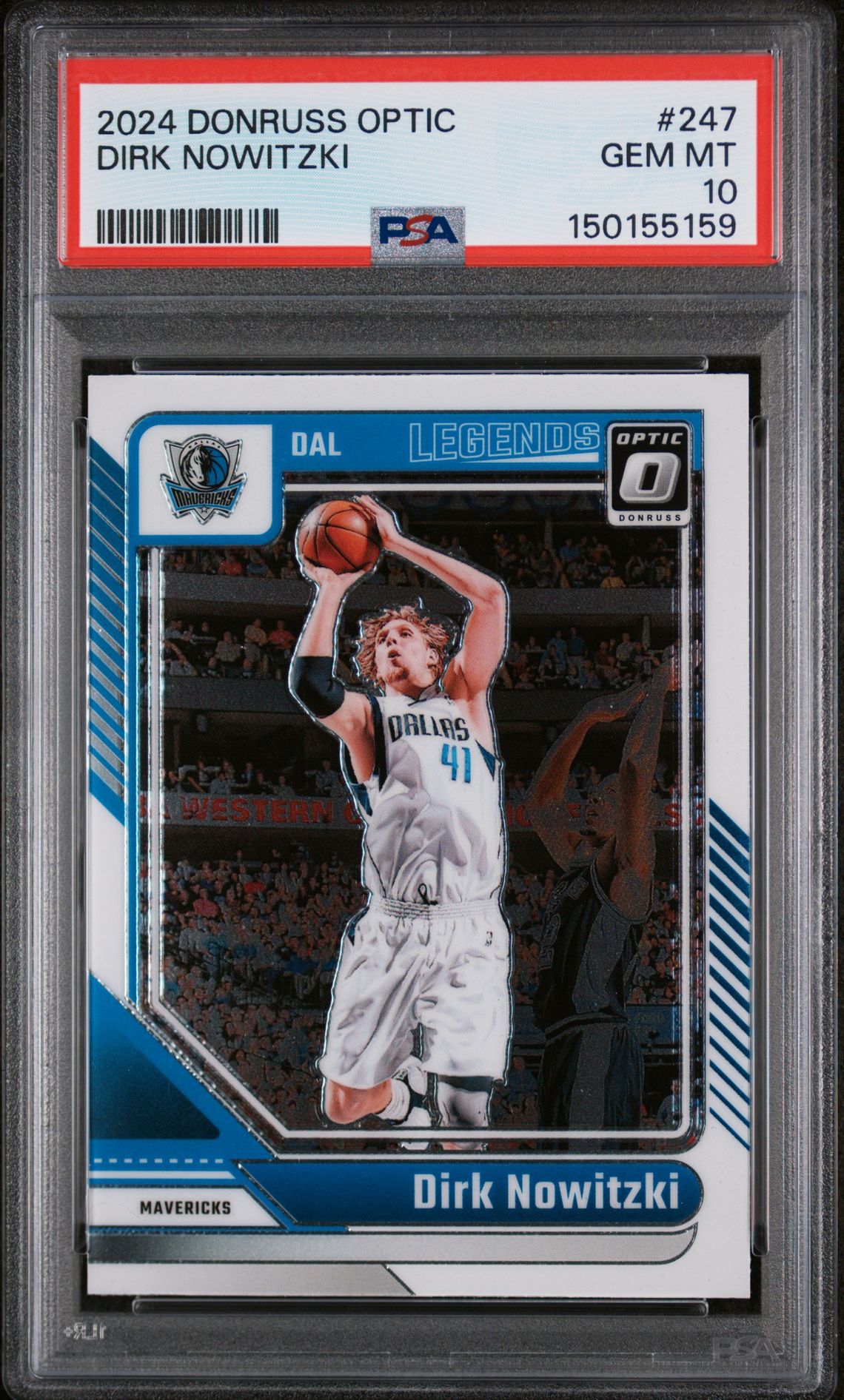 2024 Panini Donruss Optic Dirk Nowitzki #247 Gem Mt 10 front view - PSA graded GEM MT 10