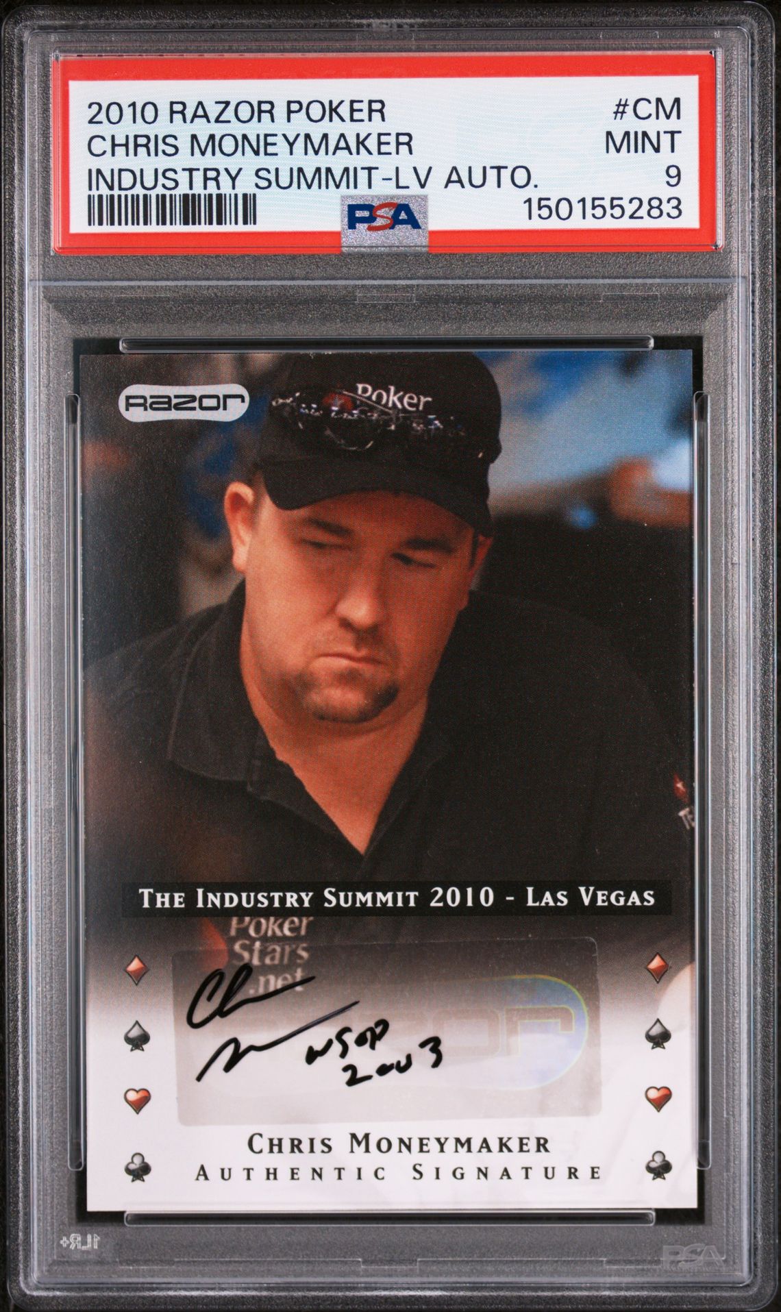 2010 RAZOR POKER THE INDUSTRY SUMMIT-LAS VEGAS AUTOGRAPHS LV AUTO. #CM Chris Moneymaker front