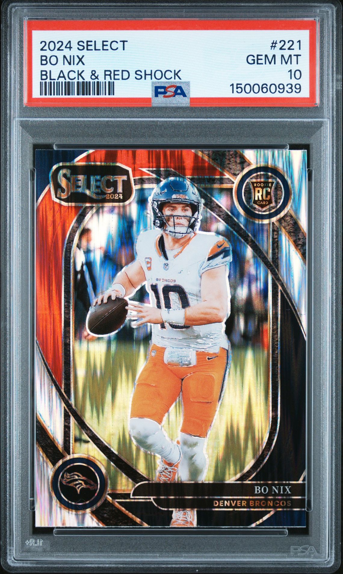 2024 Panini PANINI SELECT BLACK & RED SHOCK #221 Bo Nix front