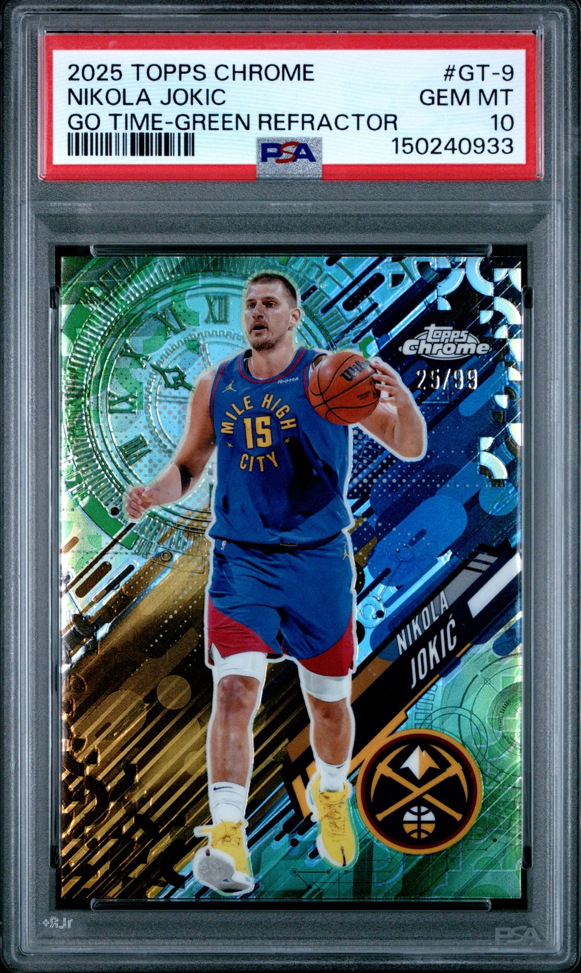 2025 Topps Chrome Go Time Nikola Jokic #Gt-9 (Go Time-Green Refractor) Gem Mt 10 front