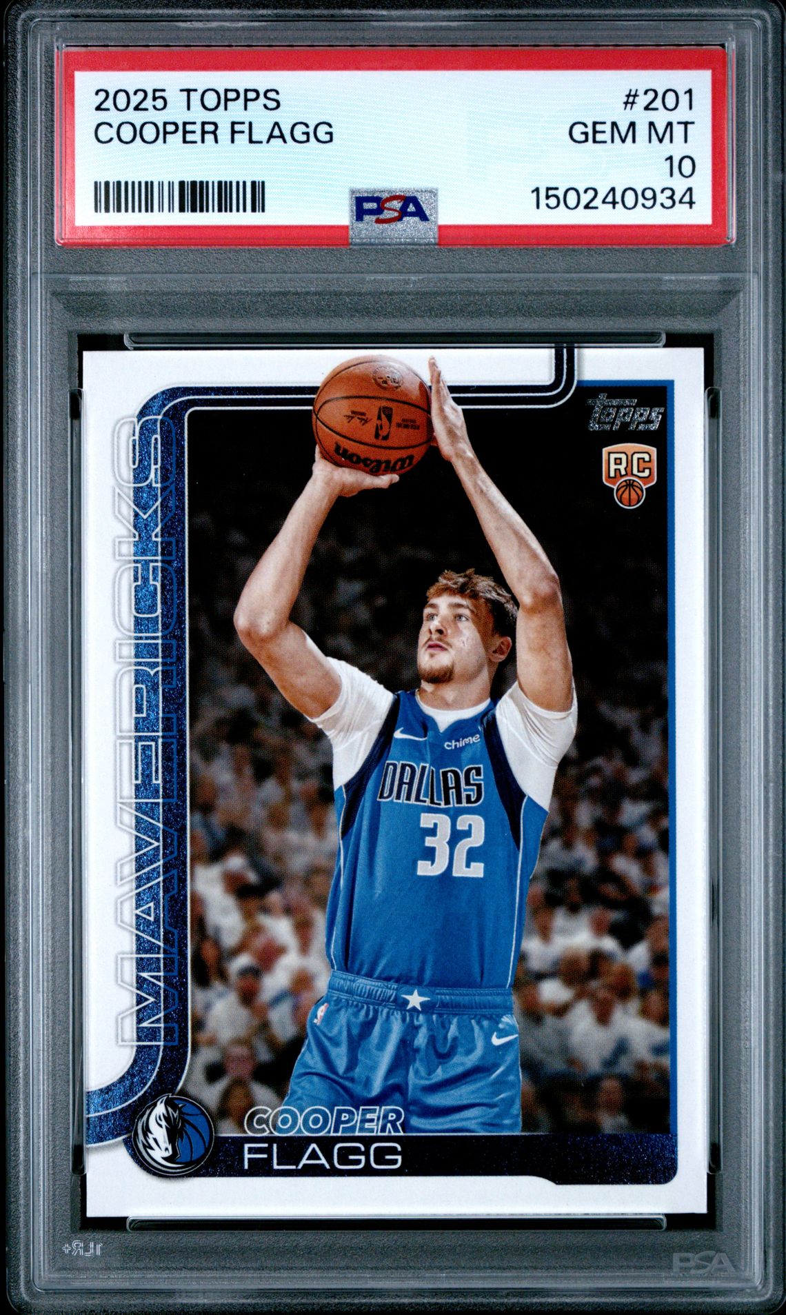 2025 Topps Cooper Flagg #201 Gem Mt 10 front view - PSA graded GEM MT 10