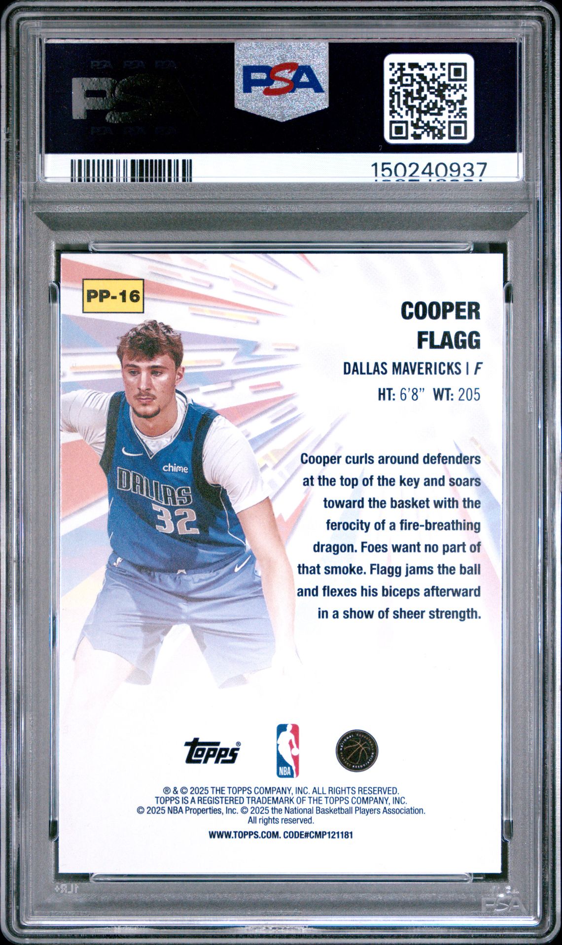 2025 TOPPS POWER PLAYERS COOPER FLAGG  PP-16 GEM MT 10 back