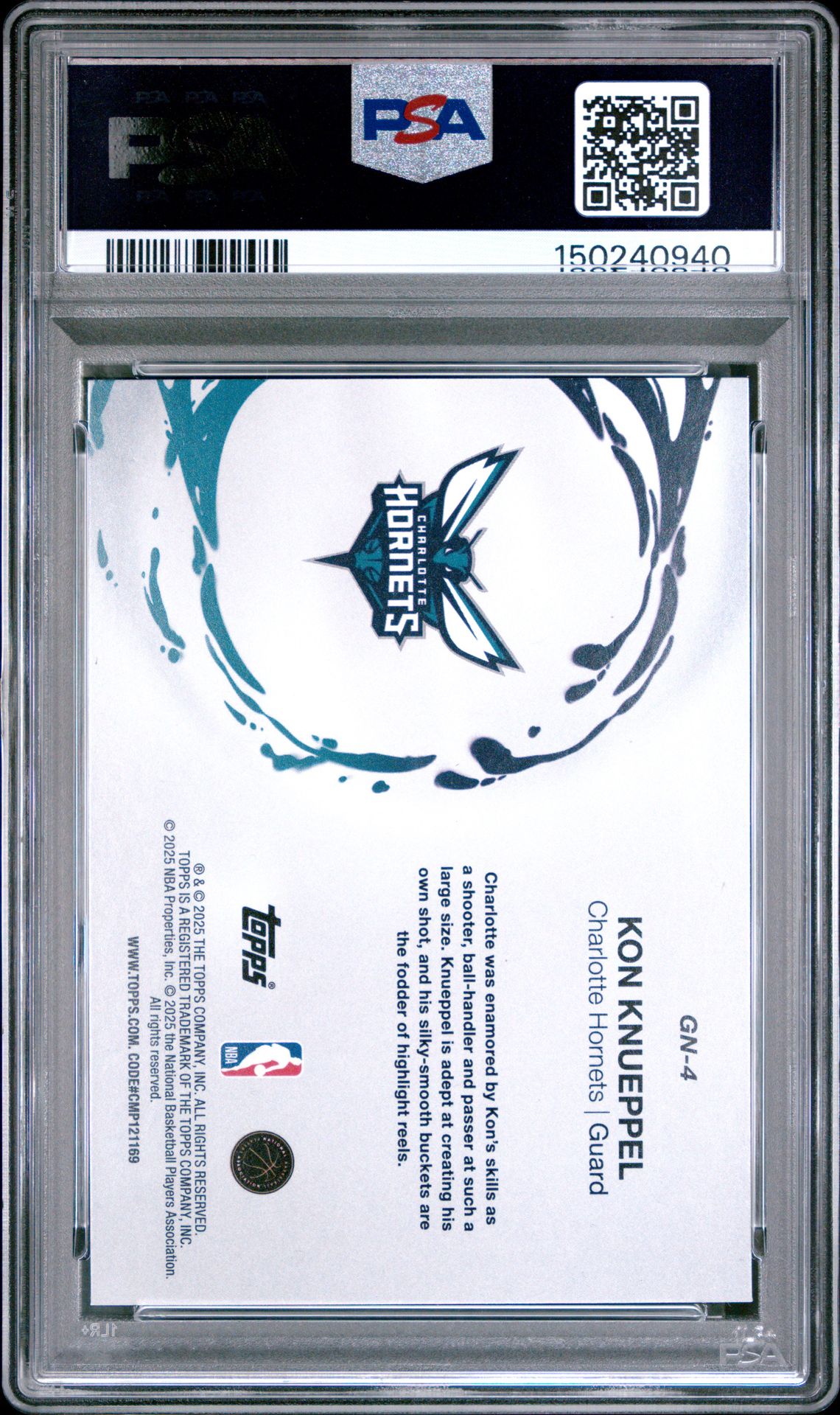 2025 Topps Generation Now Kon Knueppel #Gn-4 Gem Mt 10 back view - PSA certificate #150240940