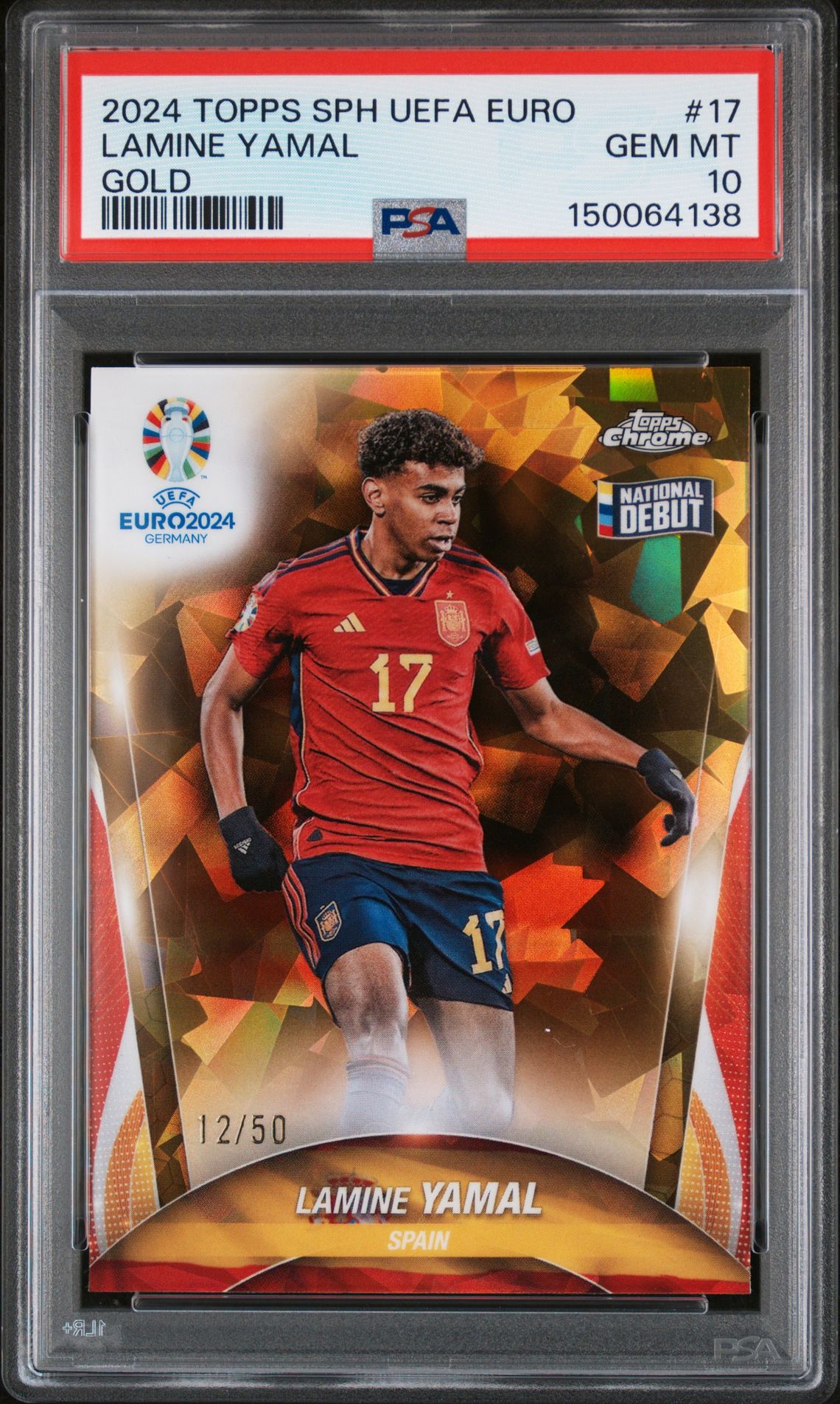 2024 Topps TOPPS CHROME SAPPHIRE UEFA EURO GOLD #17 Lamine Yamal front