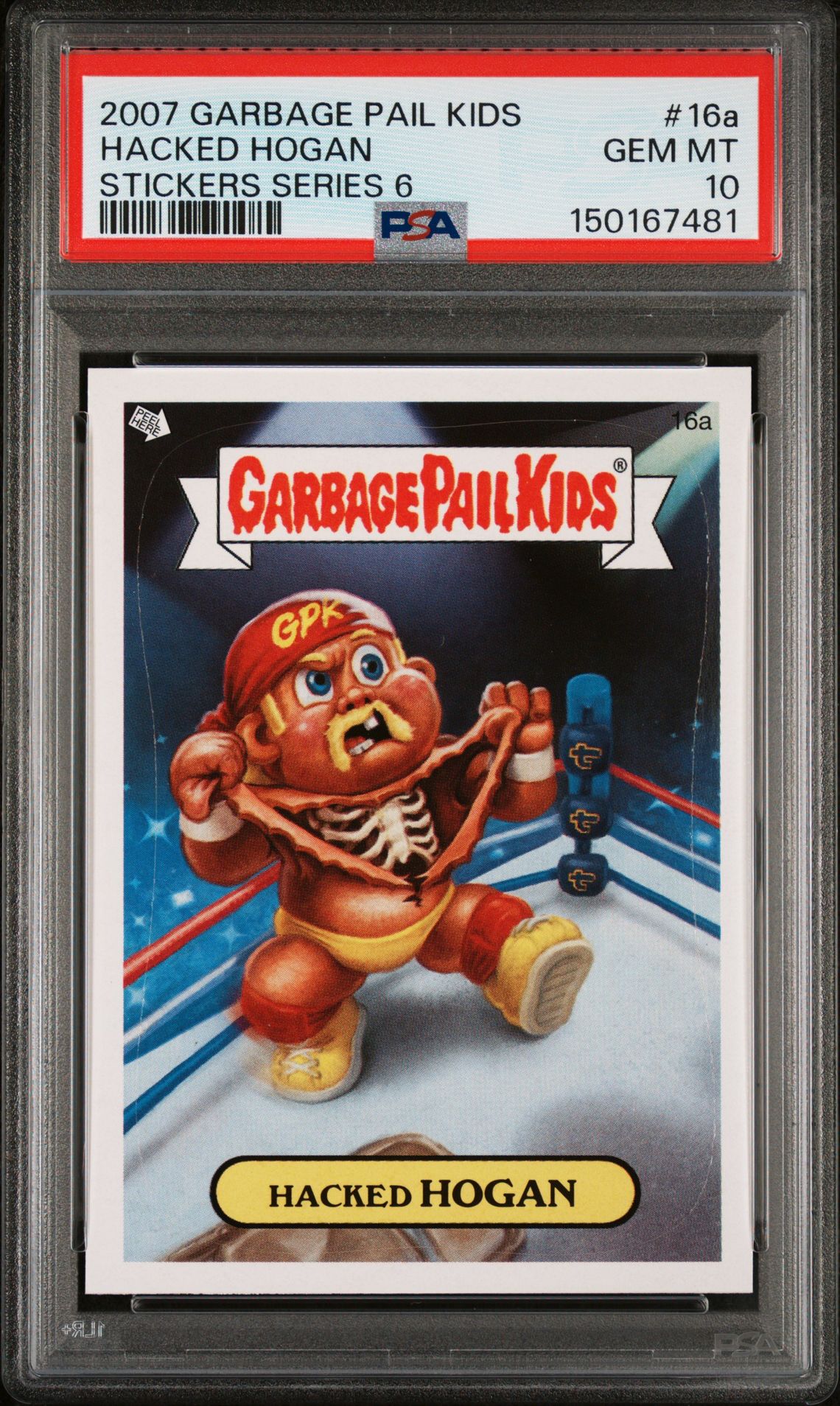 2007 Topps Garbage Pail Kids Stickers Series 6 #16A Hacked Hogan front
