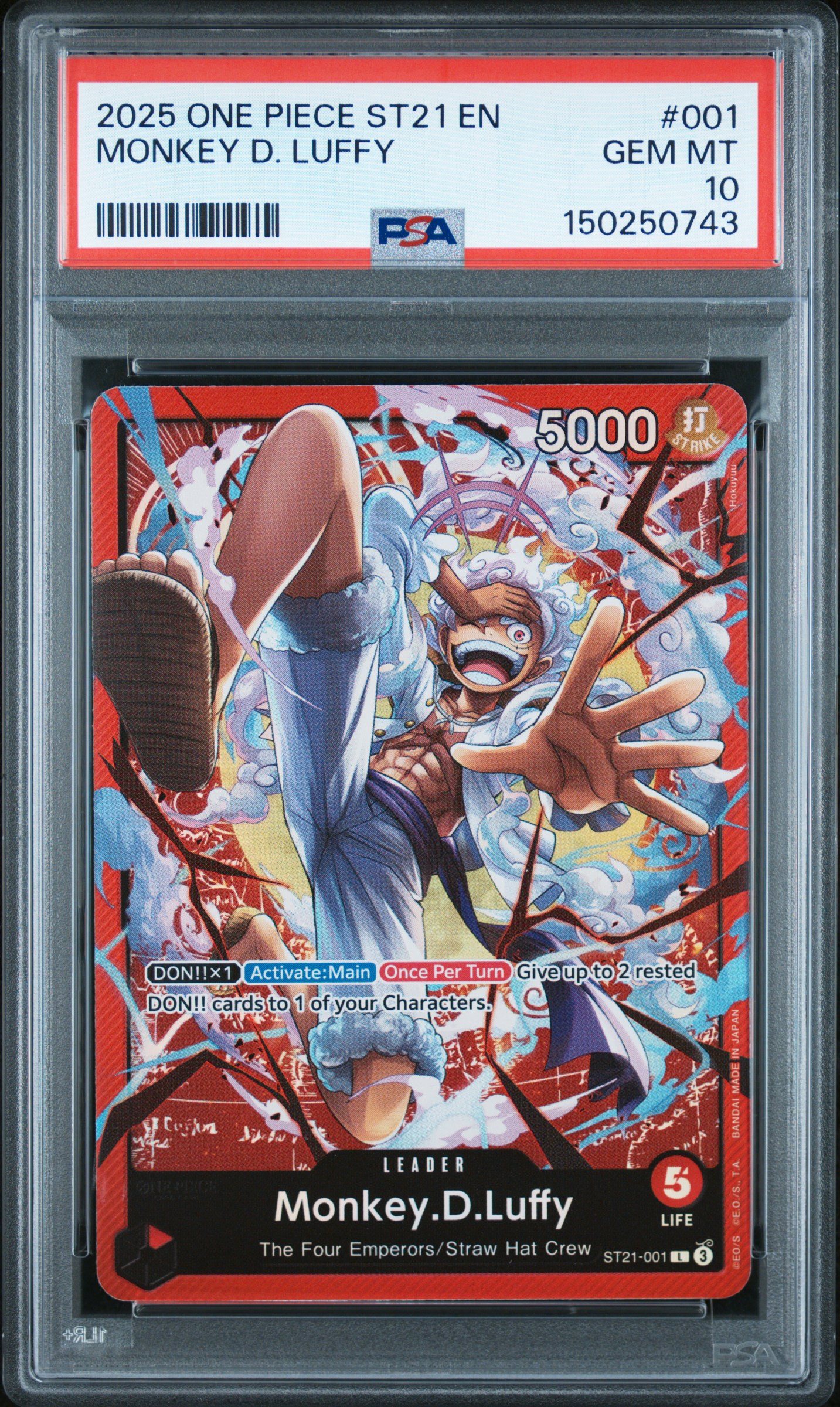 2025 #001 Monkey D. Luffy PSA 10 One Piece Starter Deck ST21-EX Gear 5