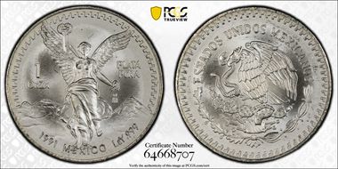 1991-Mo Onza Libertad Ag T2 - PLaTA PuRA MS69