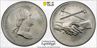 (2018) Medal George Washington "1789"  Silver Matte Finish MS69