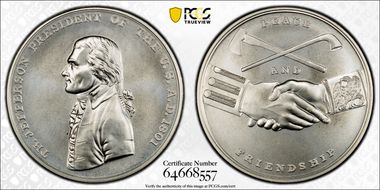 (2019) Medal Thomas Jefferson "1801"  Silver Matte Finish MS69