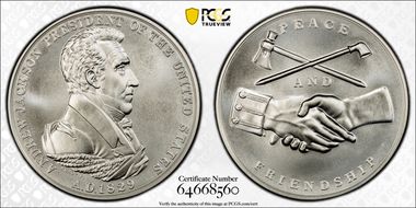 (2020) Medal Andrew Jackson "1829" Silver Matte Finish MS69